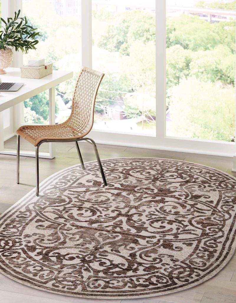 Sanctuary Retreat Collection Area Rug -  Retreat Oval Chocolate Brown  lifestyle 100