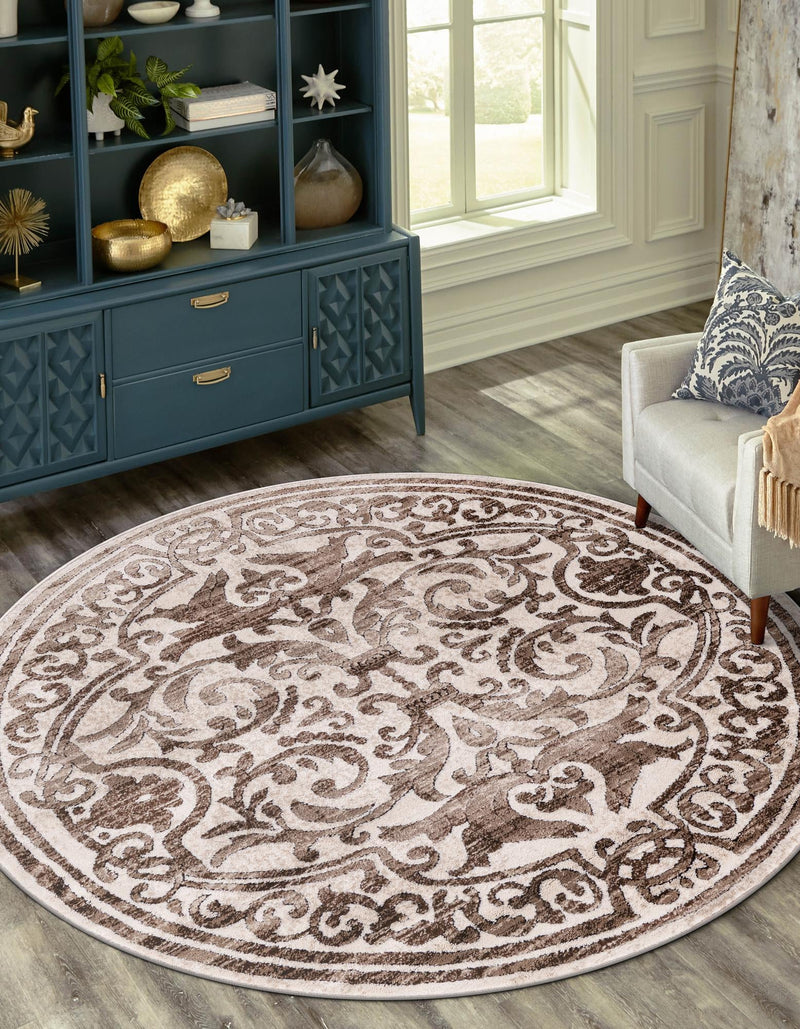 Sanctuary Retreat Collection Area Rug -  Retreat Round Chocolate Brown  lifestyle 51