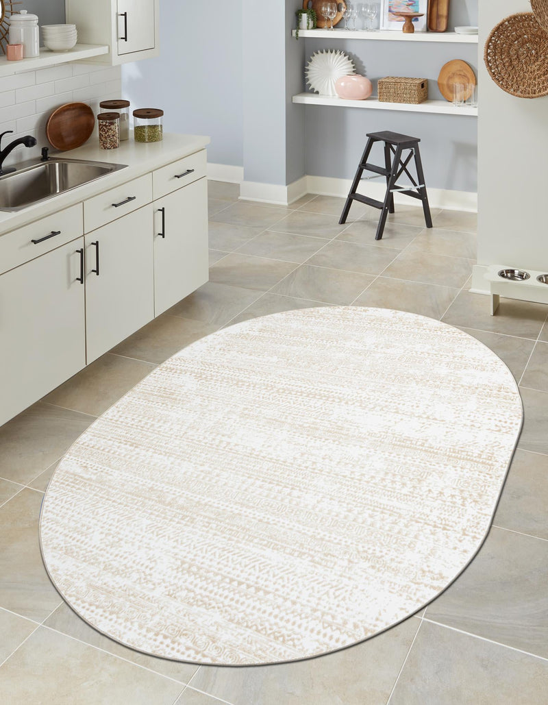 Sanctuary Retreat Collection Area Rug -  Refuge Oval Snow White  lifestyle 70