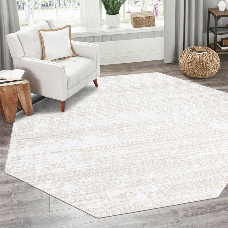 Sanctuary Retreat Collection Area Rug -  Refuge Octagon Snow White  lifestyle 196