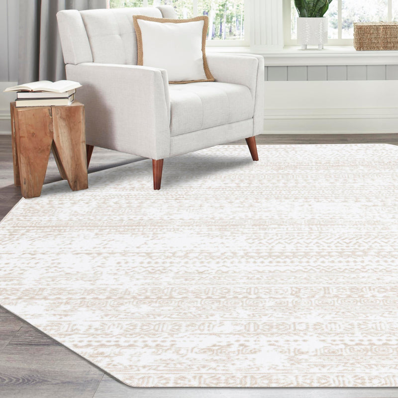 Sanctuary Retreat Collection Area Rug -  Refuge Octagon Snow White  lifestyle 202