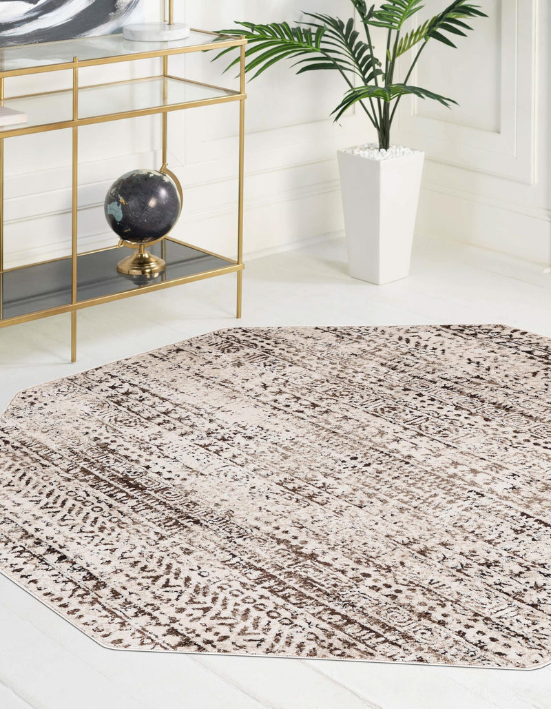 Sanctuary Retreat Collection Area Rug -  Refuge Octagon Chocolate Brown  lifestyle 55