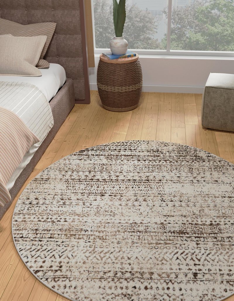 Sanctuary Retreat Collection Area Rug -  Refuge Round Chocolate Brown  lifestyle 73