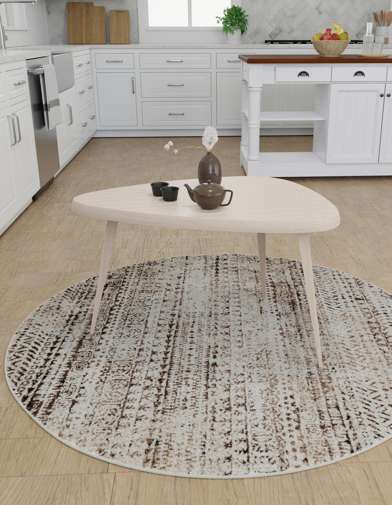 Sanctuary Retreat Collection Area Rug -  Refuge Round Chocolate Brown  lifestyle 83