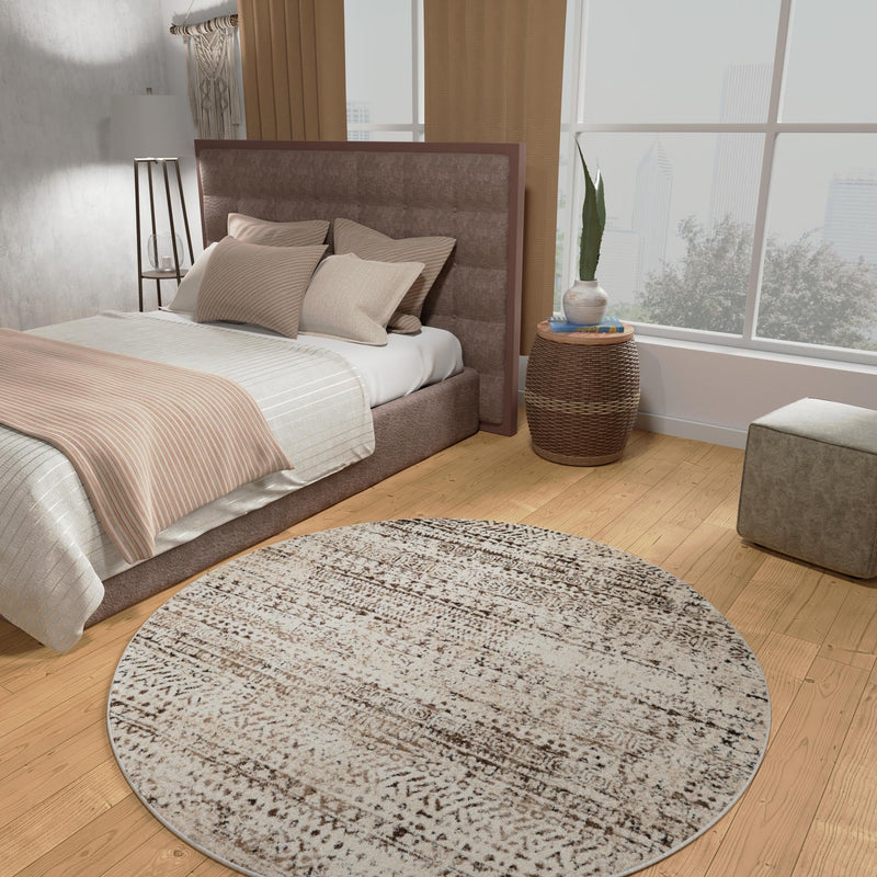 Sanctuary Retreat Collection Area Rug -  Refuge Round Chocolate Brown  lifestyle 209