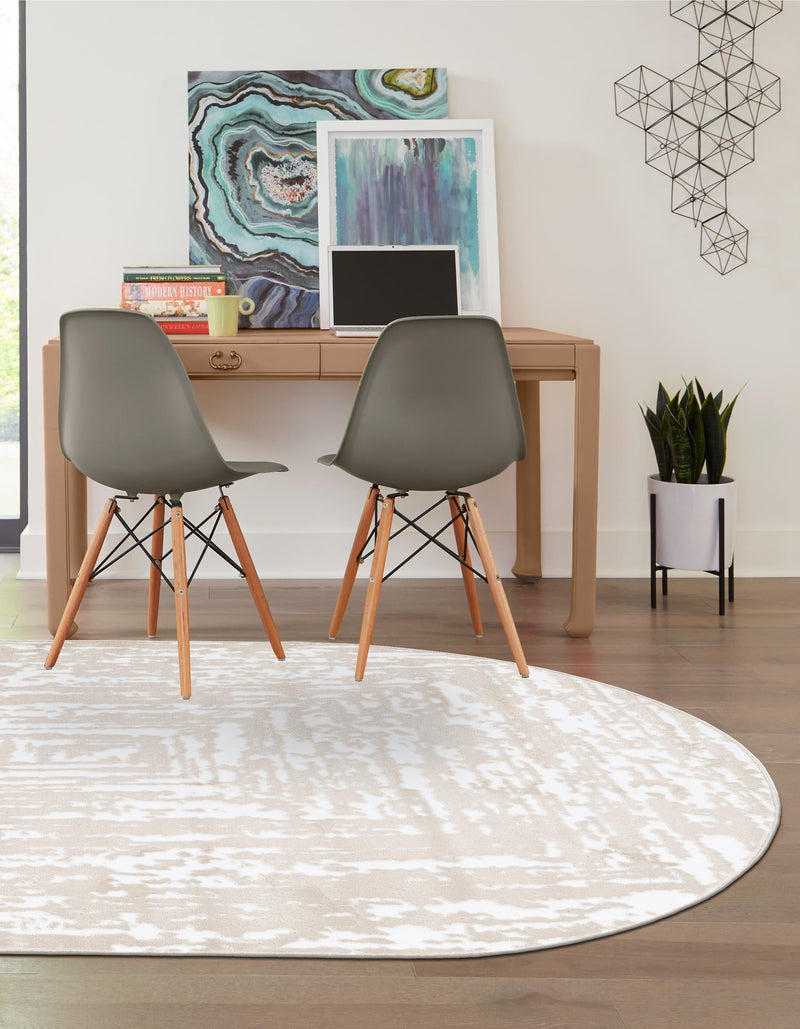 Sanctuary Retreat Collection Area Rug -  Asylum Oval White Bone  lifestyle 57