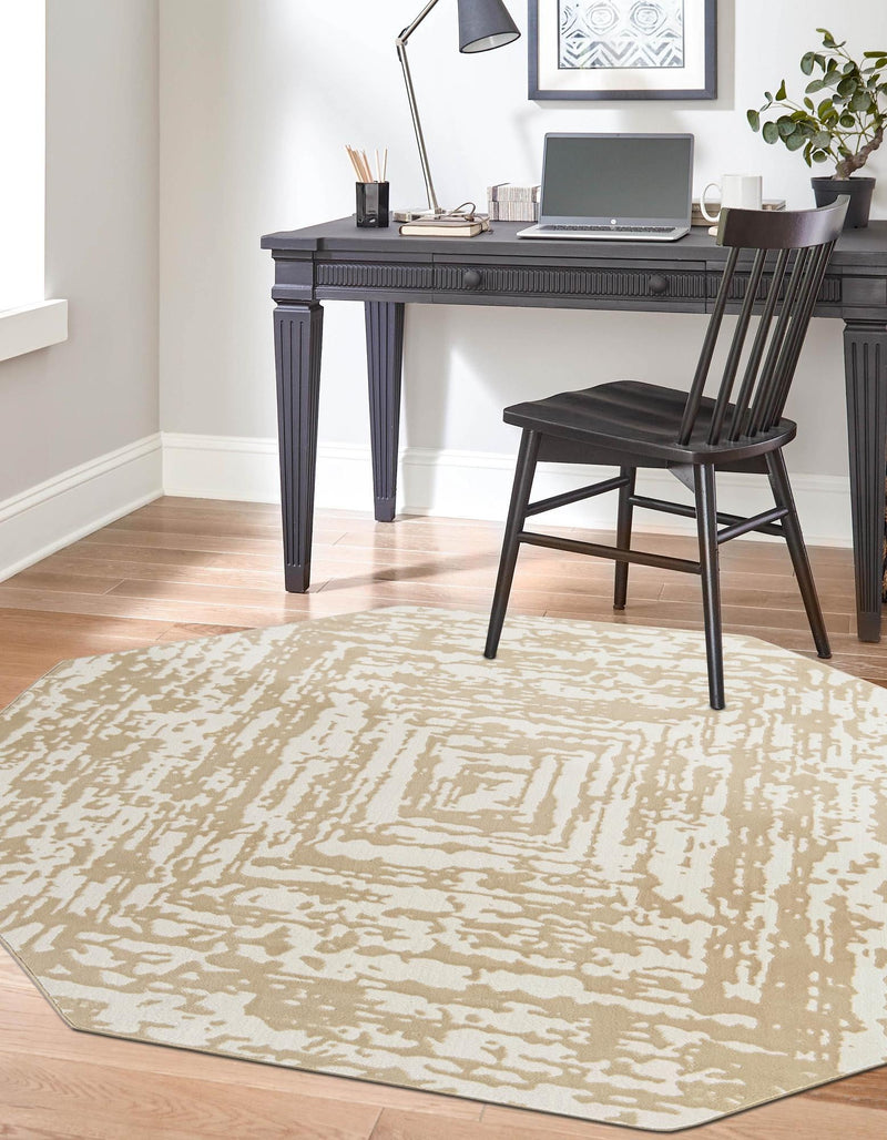 Sanctuary Retreat Collection Area Rug -  Asylum Octagon White Bone  lifestyle 63