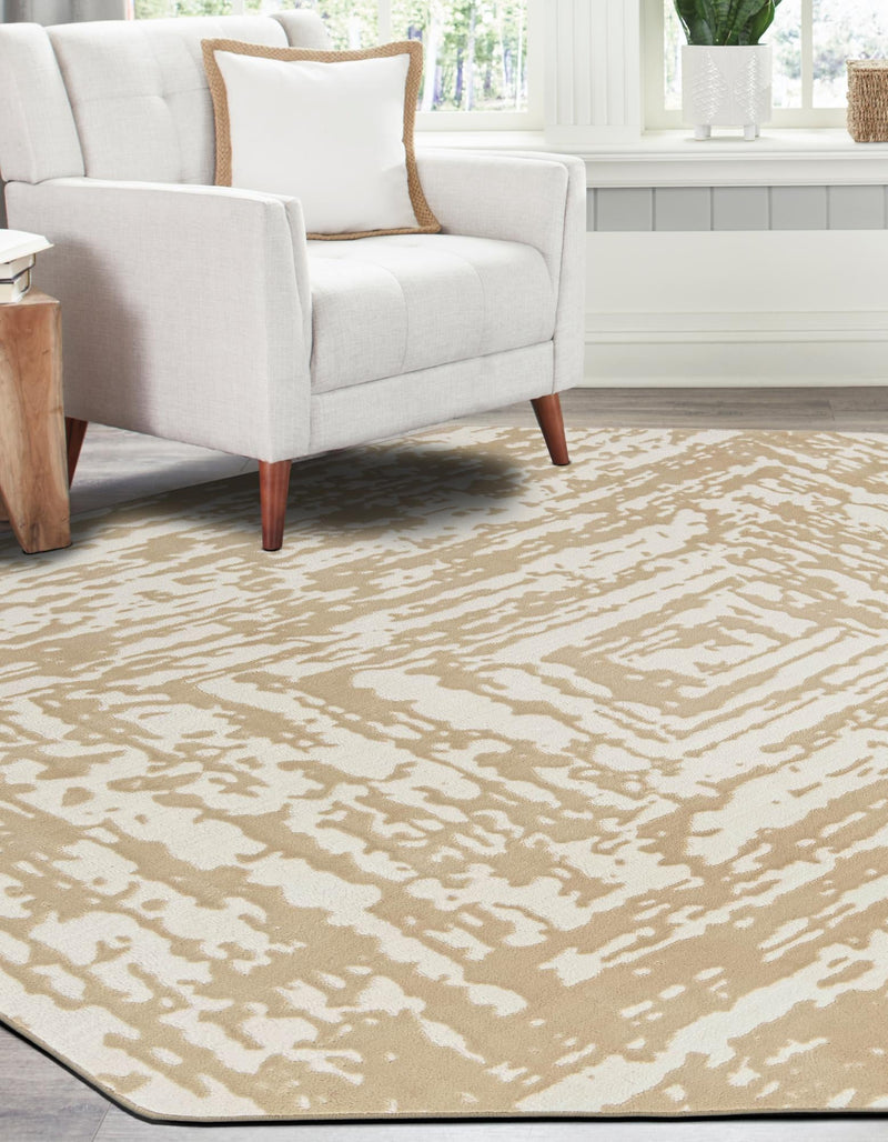 Sanctuary Retreat Collection Area Rug -  Asylum Octagon White Bone  lifestyle 73