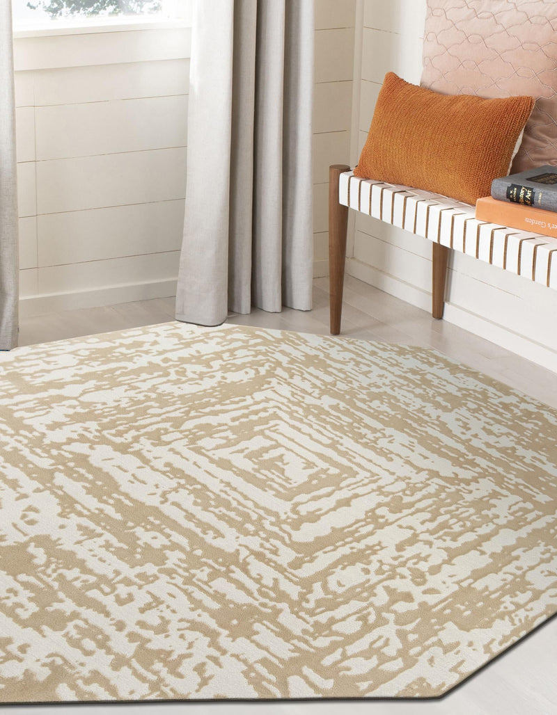 Sanctuary Retreat Collection Area Rug -  Asylum Octagon White Bone  lifestyle 83