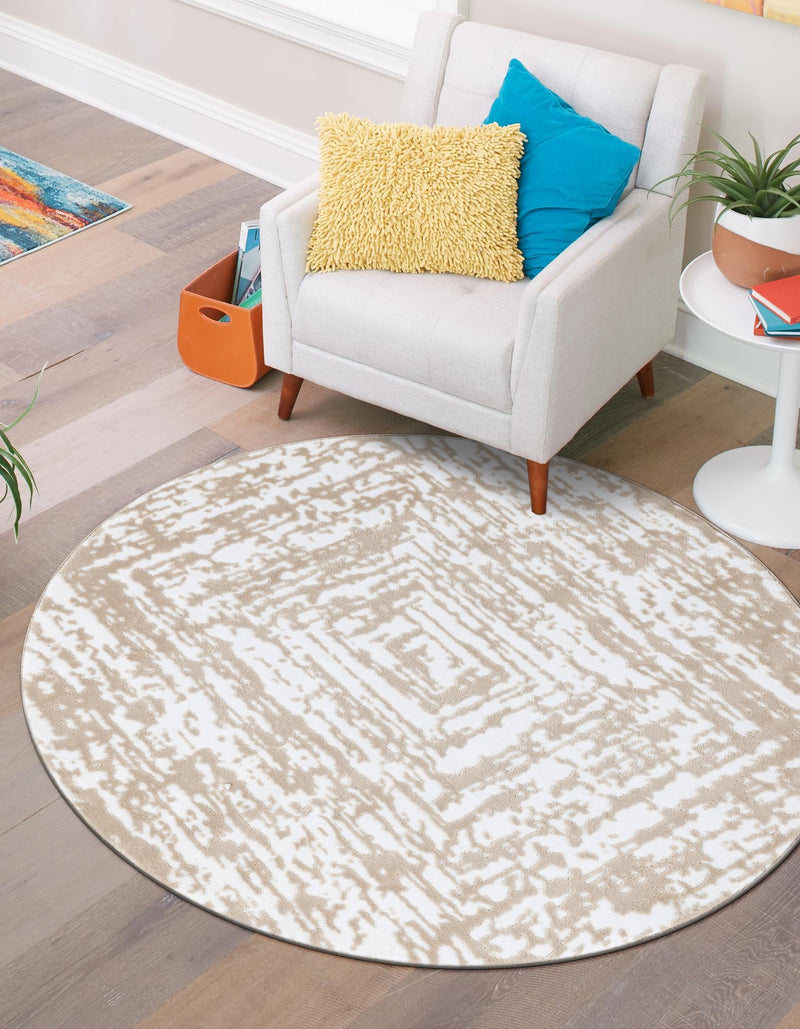 Sanctuary Retreat Collection Area Rug -  Asylum Round White Bone  lifestyle 94