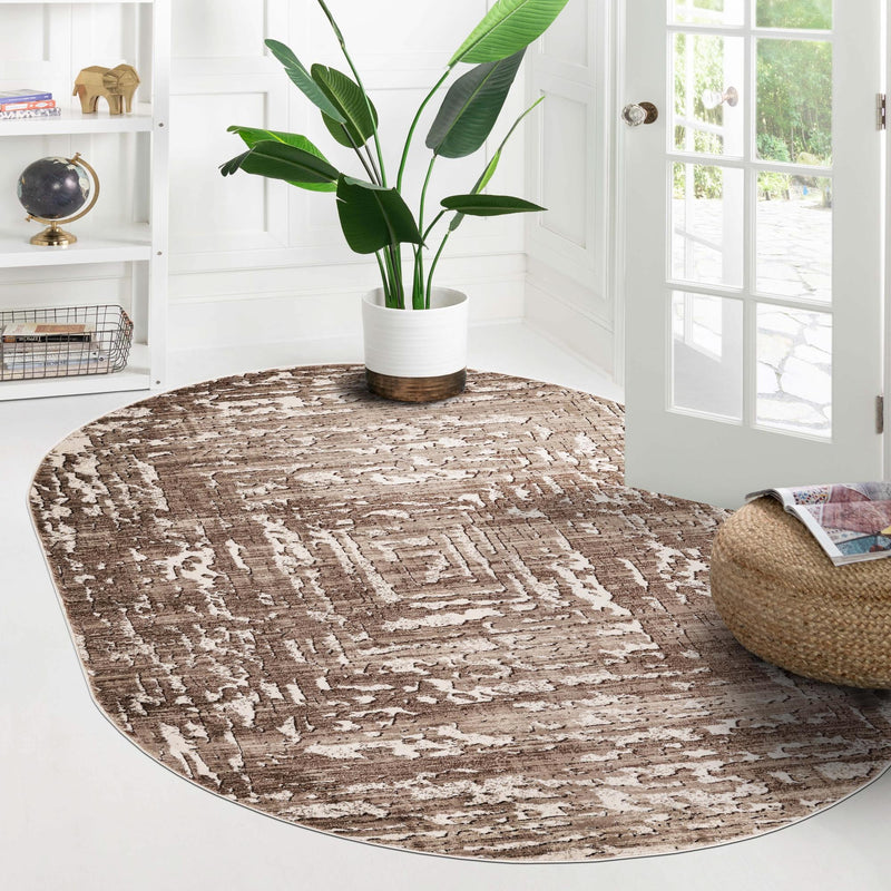 Sanctuary Retreat Collection Area Rug -  Asylum Oval Chocolate Brown  lifestyle 124