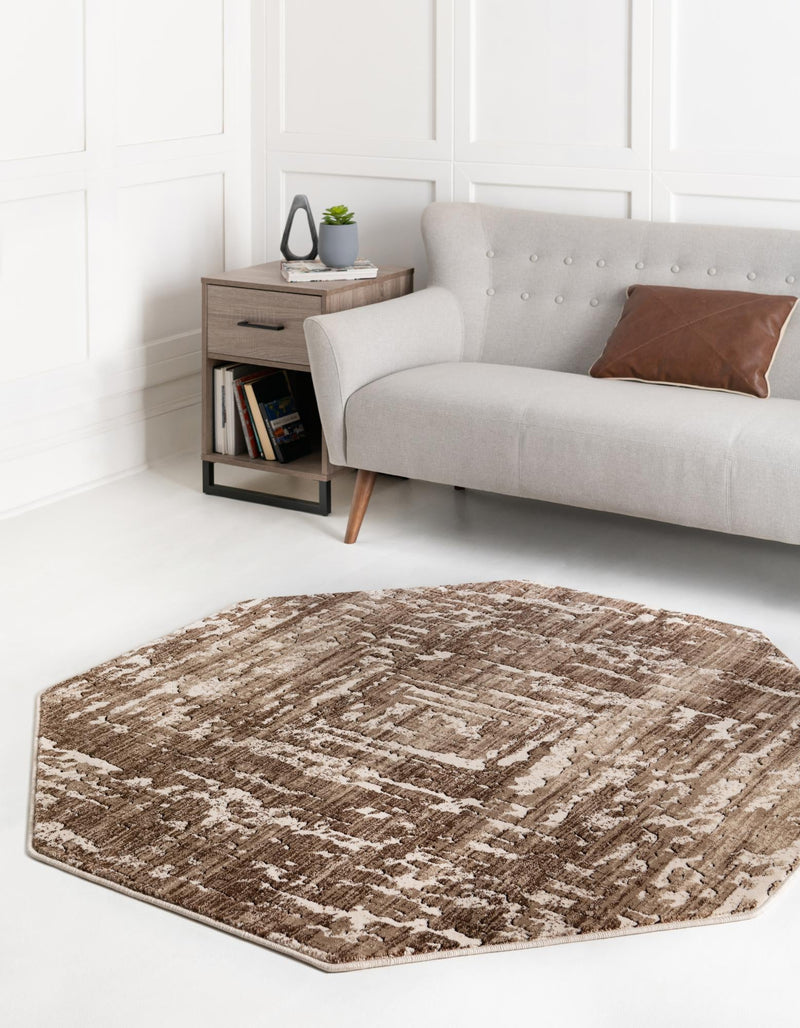 Sanctuary Retreat Collection Area Rug -  Asylum Octagon Chocolate Brown  lifestyle 65