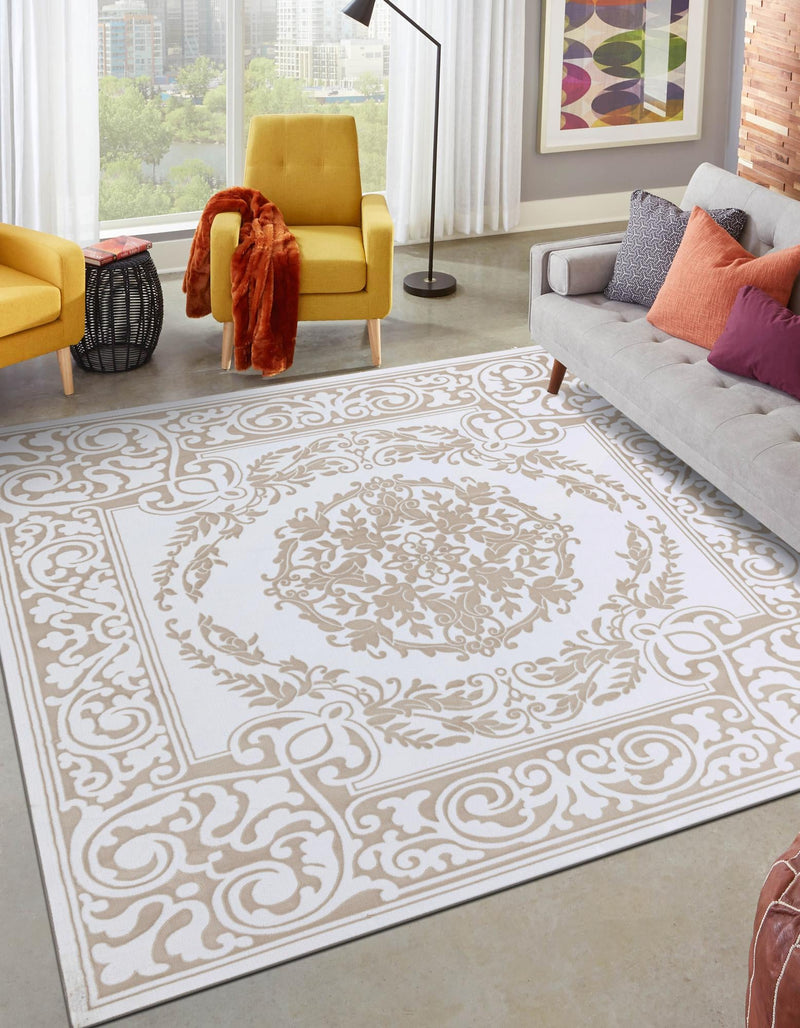 Sanctuary Retreat Collection Area Rug -  Enclave Square Snow White  lifestyle 44