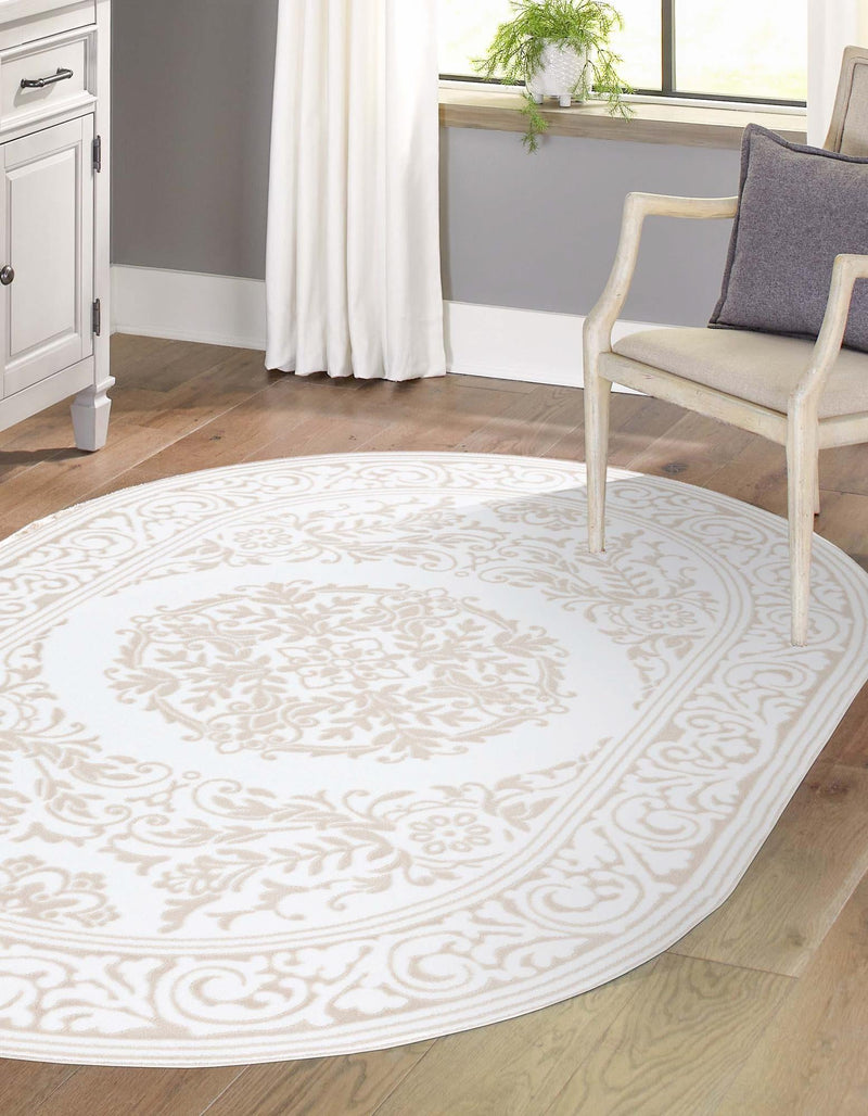 Sanctuary Retreat Collection Area Rug -  Enclave Oval Snow White  lifestyle 45