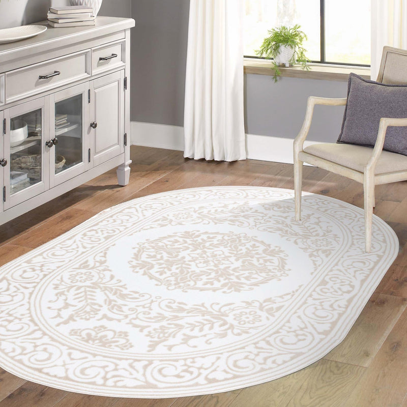 Sanctuary Retreat Collection Area Rug -  Enclave Oval Snow White  lifestyle 169