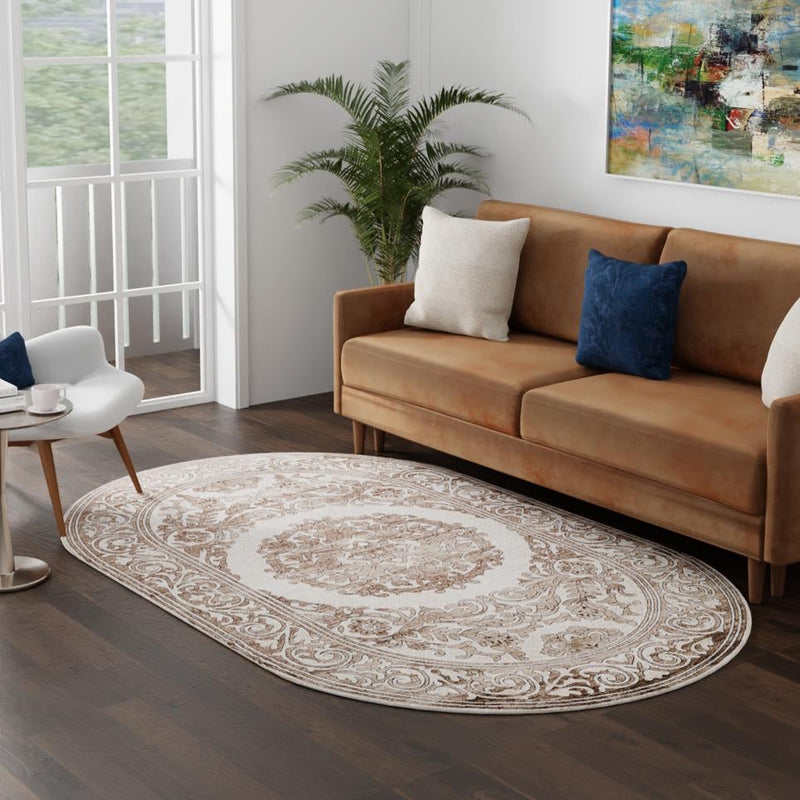 Sanctuary Retreat Collection Area Rug -  Enclave Oval Chocolate Brown  lifestyle 179