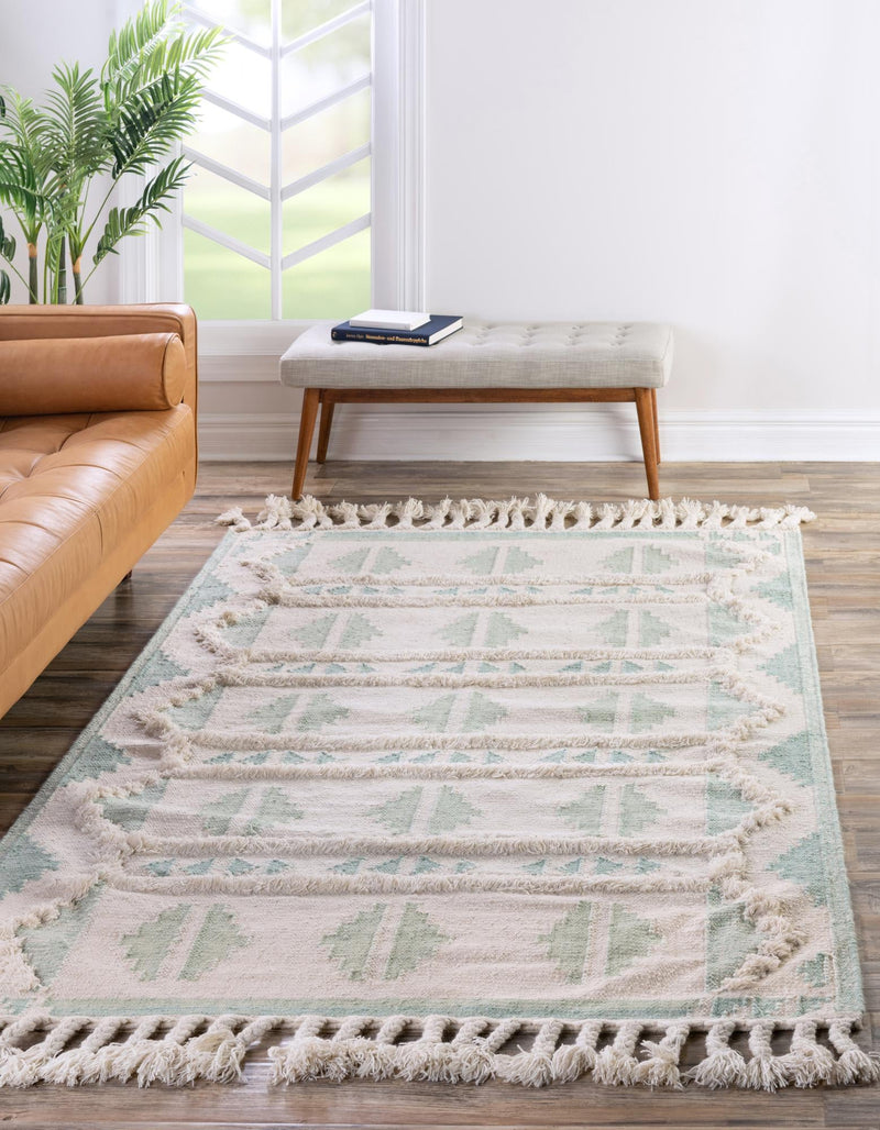 Sedona Sands Collection Area Rug - BellRock Rectangle Aquamarine and White  lifestyle 8