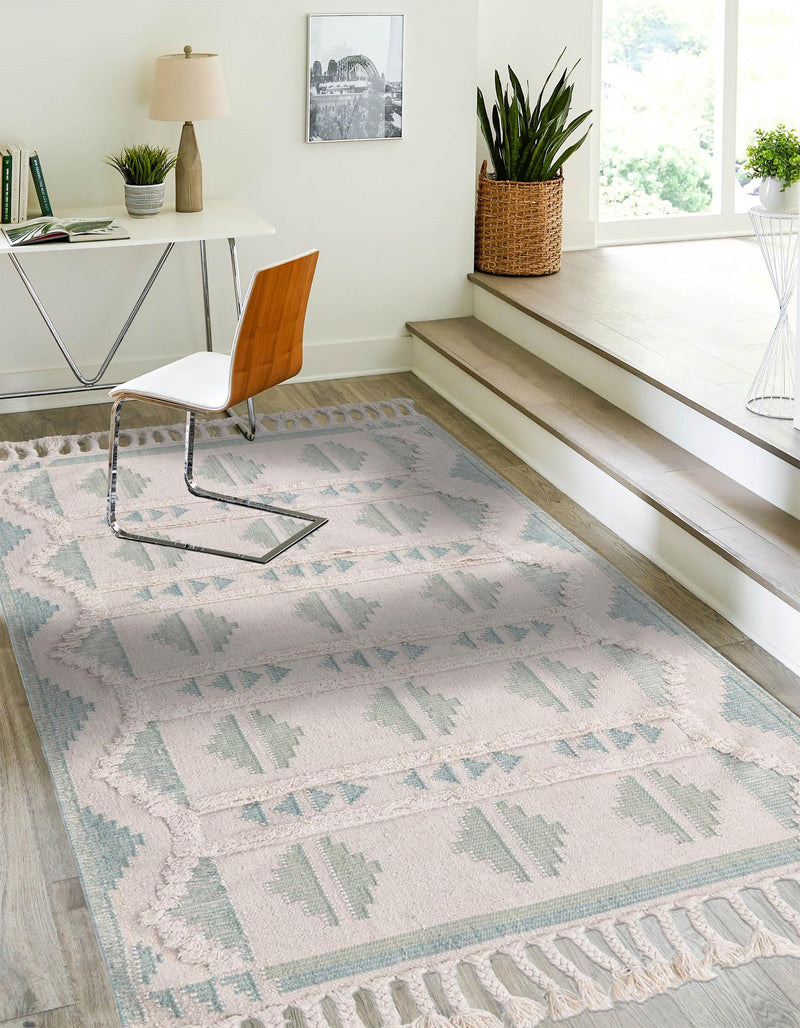 Sedona Sands Collection Area Rug - BellRock Rectangle Aquamarine and White  lifestyle 63