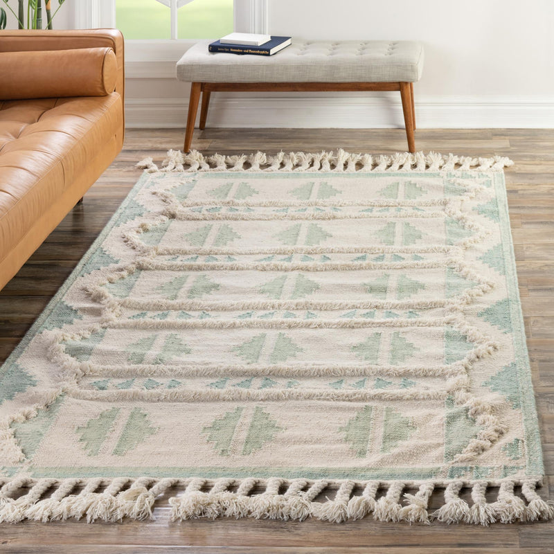 Sedona Sands Collection Area Rug - BellRock Rectangle Aquamarine and White  lifestyle 120