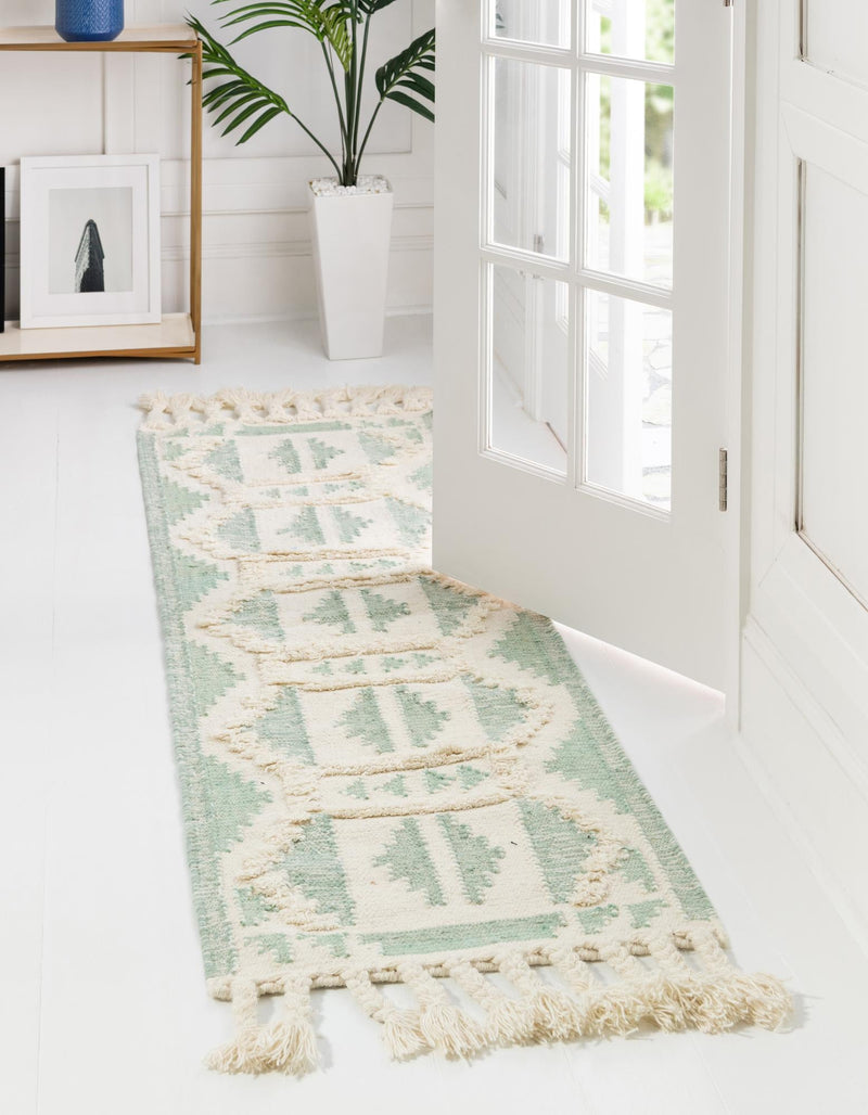 Sedona Sands Collection Area Rug - BellRock Runner Aquamarine and White  lifestyle 133