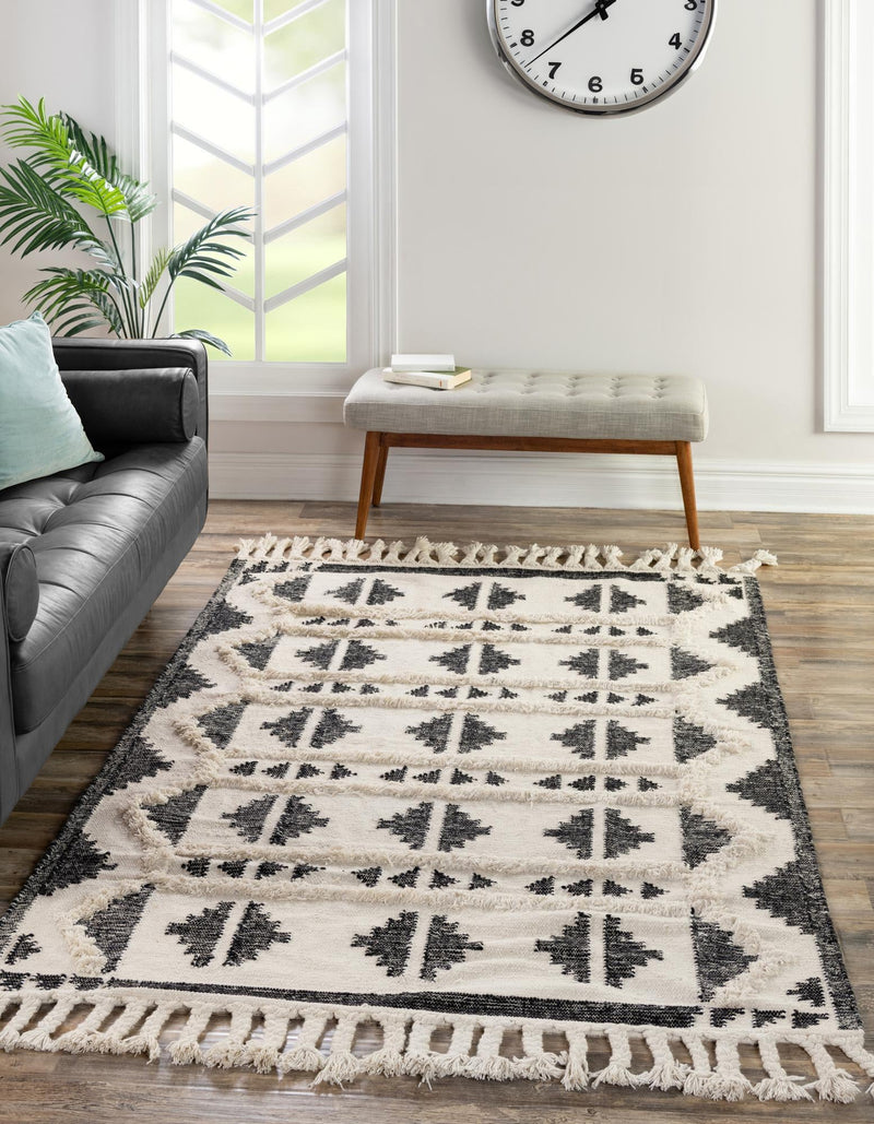 Sedona Sands Collection Area Rug - BellRock Rectangle Black and White  lifestyle 6