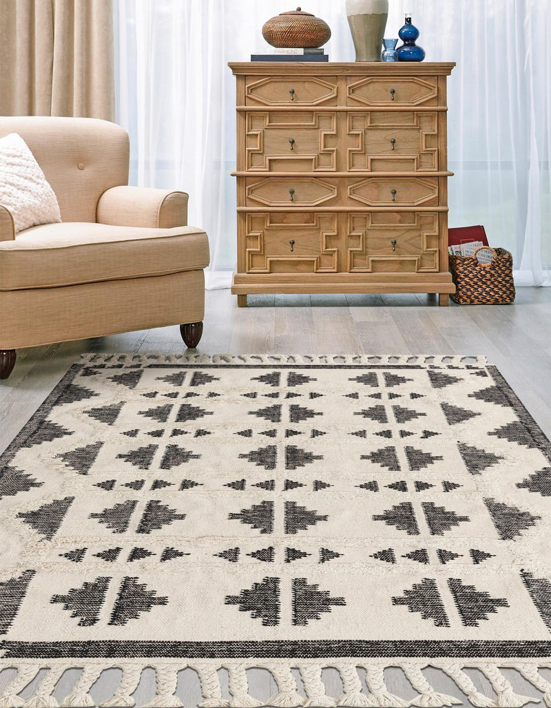 Sedona Sands Collection Area Rug - BellRock Rectangle Black and White  lifestyle 21