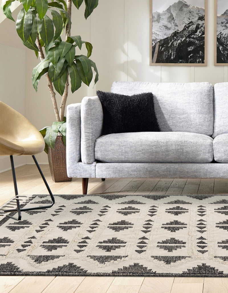 Sedona Sands Collection Area Rug - BellRock Rectangle Black and White  lifestyle 27