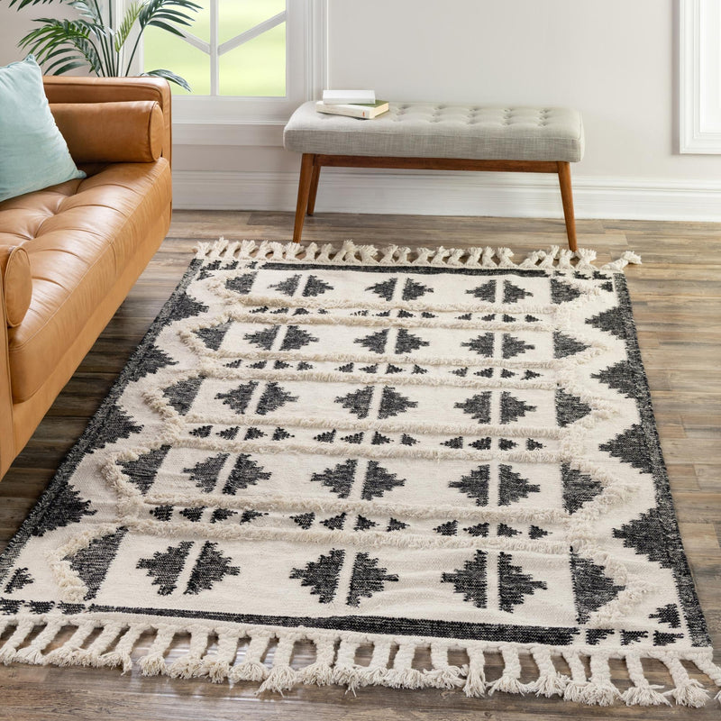 Sedona Sands Collection Area Rug - BellRock Rectangle Black and White  lifestyle 66