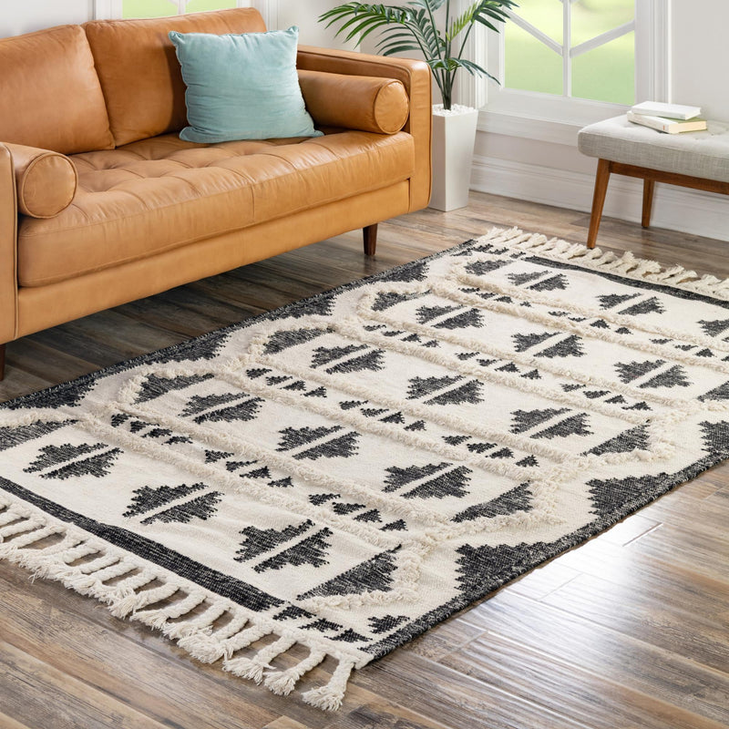 Sedona Sands Collection Area Rug - BellRock Rectangle Black and White  lifestyle 69