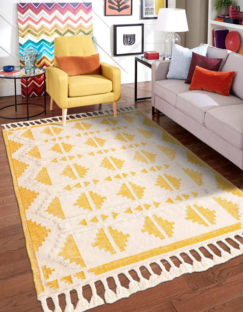 Sedona Sands Collection Area Rug - BellRock Rectangle Yellow and White  lifestyle 9