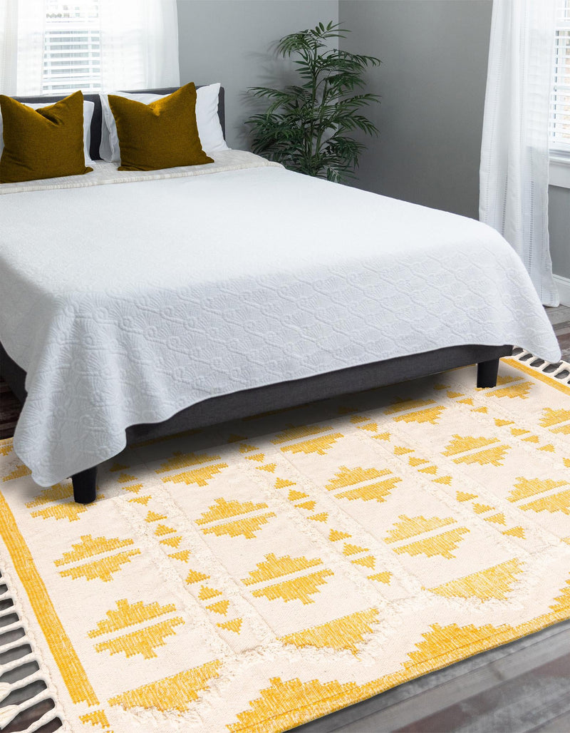 Sedona Sands Collection Area Rug - BellRock Rectangle Yellow and White  lifestyle 46