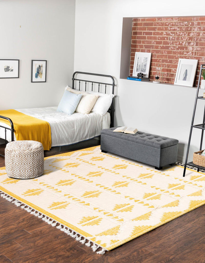 Sedona Sands Collection Area Rug - BellRock Square Yellow and White  lifestyle 150