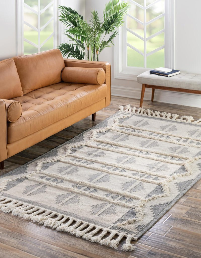 Sedona Sands Collection Area Rug - BellRock Rectangle Gray and White  lifestyle 4