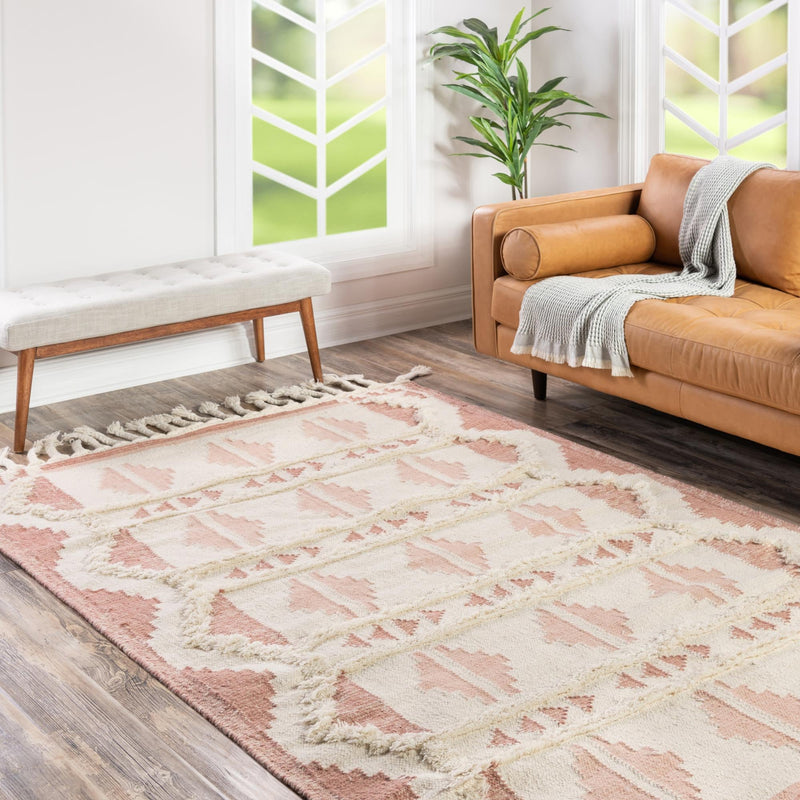 Sedona Sands Collection Area Rug - BellRock Rectangle Pink and White  lifestyle 68