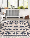 Sedona Sands Collection Area Rug - BellRock Rectangle Navy Blue and White  lifestyle 59