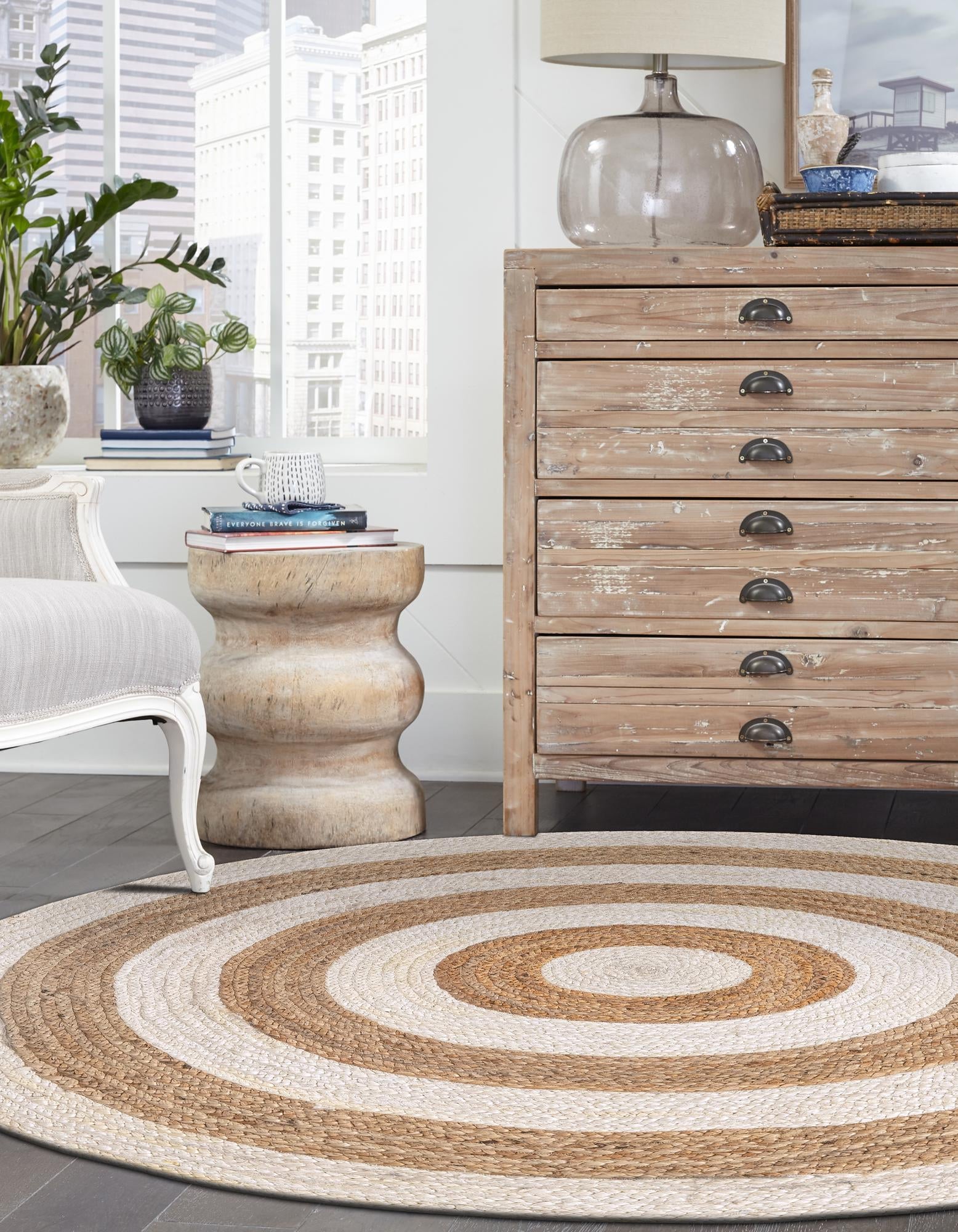 Woven Seaside Jute Collection Area Rug - Nautilus