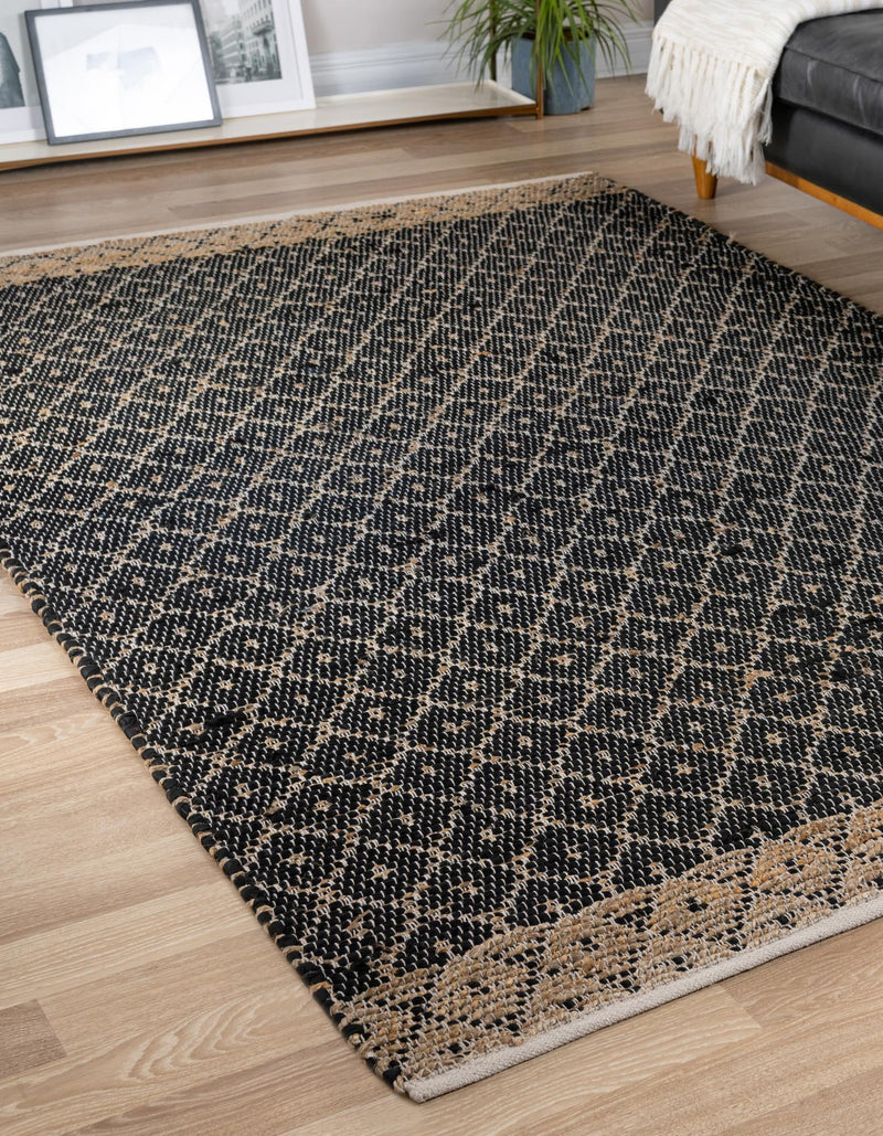 Moroccan Lattice Woven Collection Area Rug - Shoreline Rectangle Black  lifestyle 5