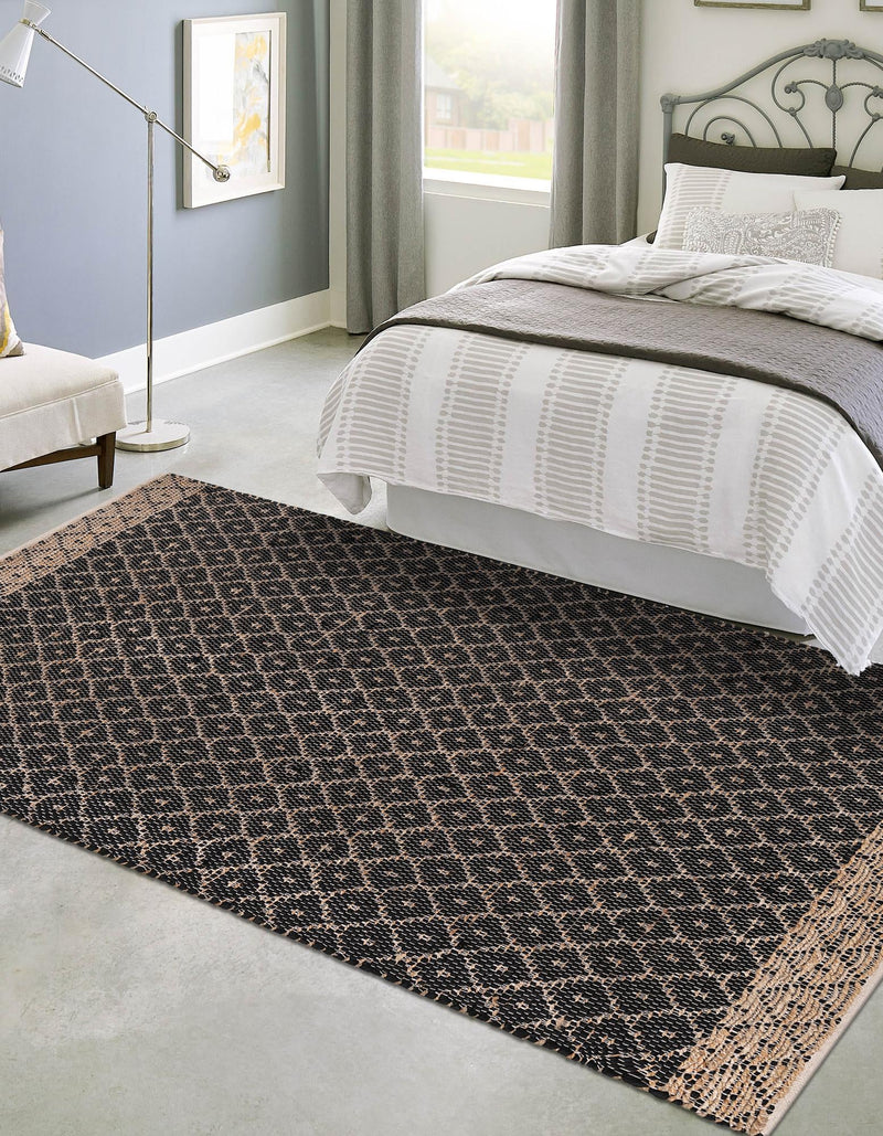 Moroccan Lattice Woven Collection Area Rug - Shoreline Rectangle Black  lifestyle 25