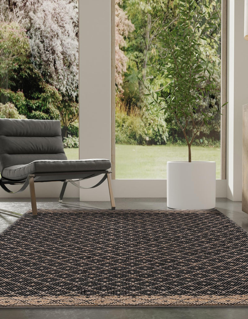 Moroccan Lattice Woven Collection Area Rug - Shoreline Rectangle Black  lifestyle 29