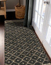 Moroccan Lattice Woven Collection Area Rug - Shoreline Runner Black  lifestyle 93