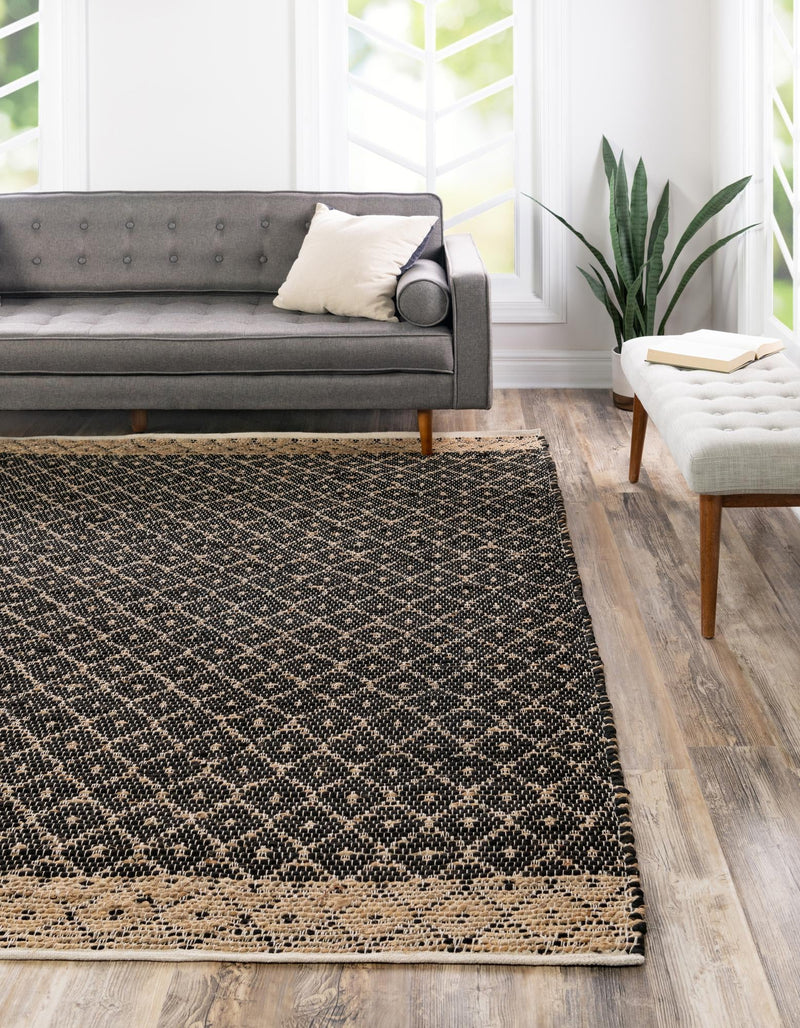 Moroccan Lattice Woven Collection Area Rug - Shoreline Square Black  lifestyle 79