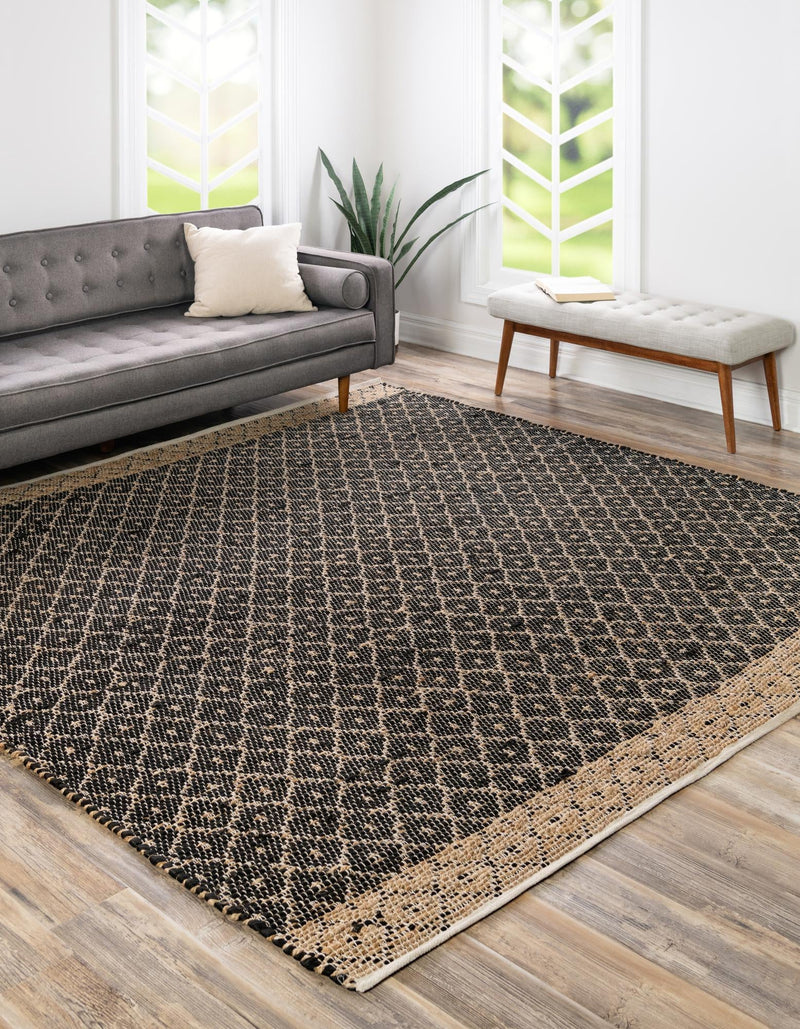 Moroccan Lattice Woven Collection Area Rug - Shoreline Square Black  lifestyle 87