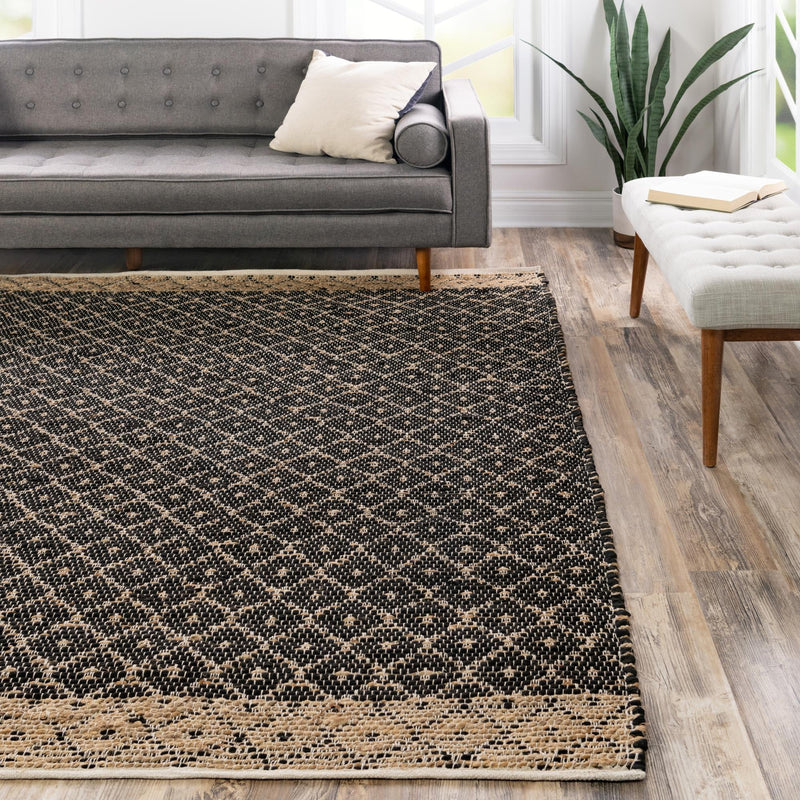 Moroccan Lattice Woven Collection Area Rug - Shoreline Square Black  lifestyle 147