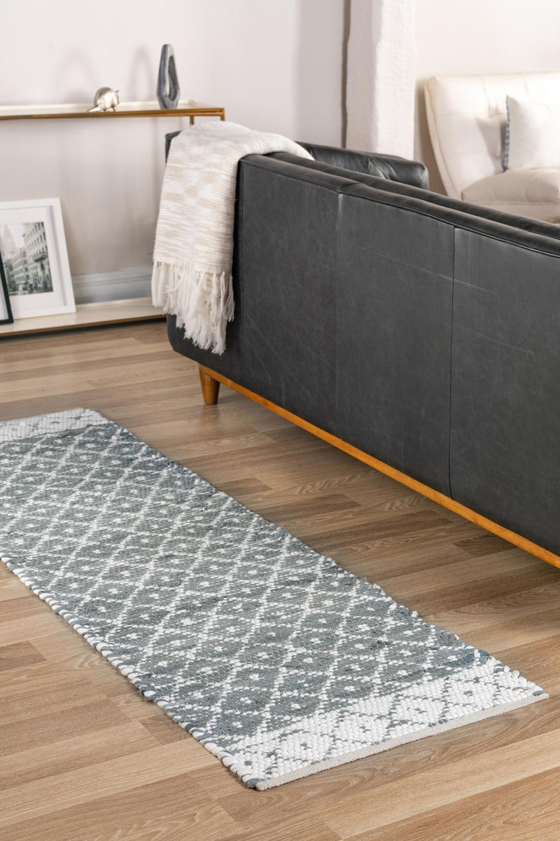 Moroccan Lattice Woven Collection Area Rug - Shoreline Runner Gray  lifestyle 50