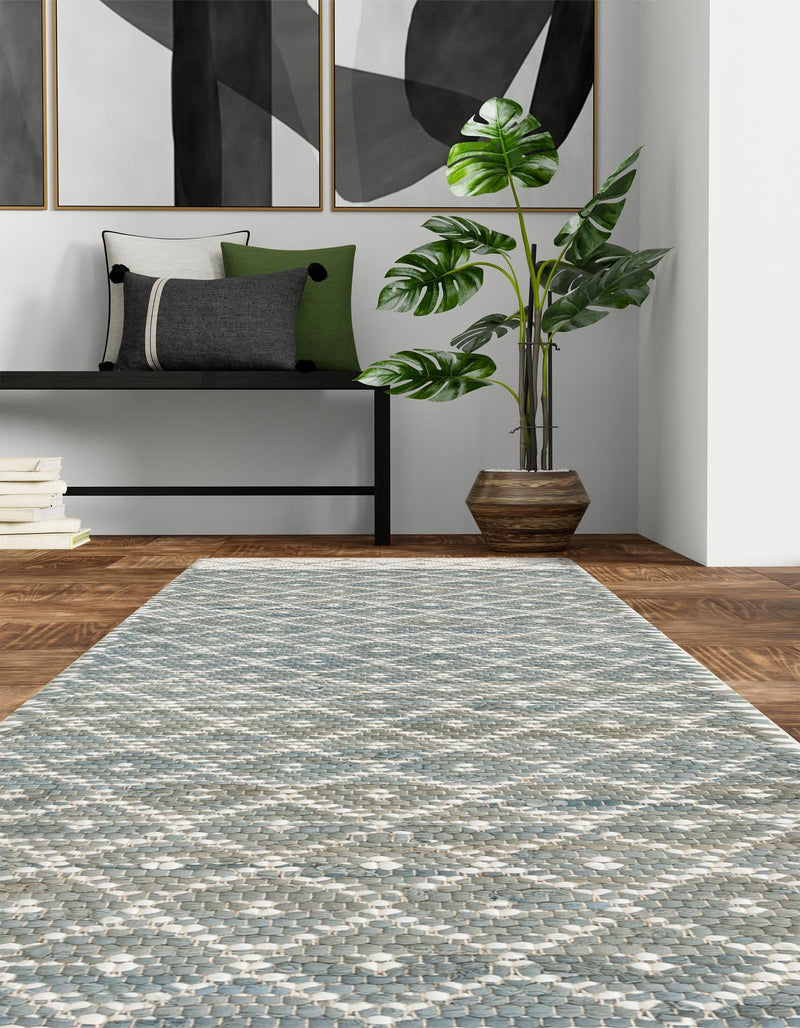 Moroccan Lattice Woven Collection Area Rug - Shoreline Runner Gray  lifestyle 60