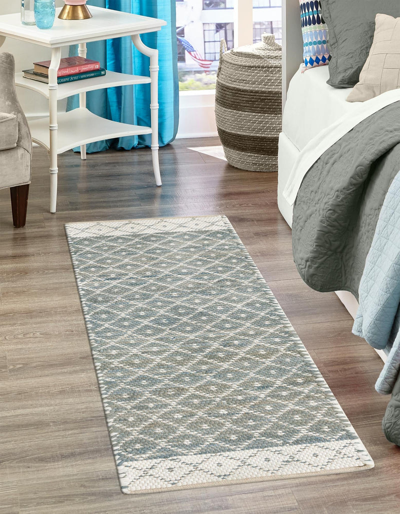 Moroccan Lattice Woven Collection Area Rug - Shoreline Runner Gray  lifestyle 66