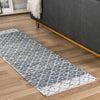 Moroccan Lattice Woven Collection Area Rug - Shoreline Runner Gray  lifestyle 102