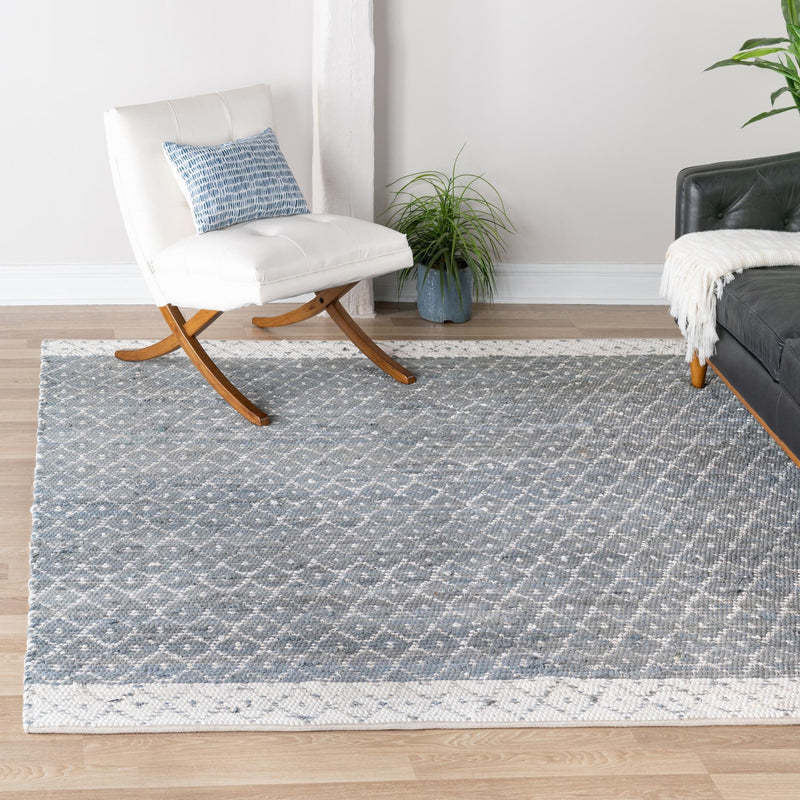 Moroccan Lattice Woven Collection Area Rug - Shoreline Square Gray  lifestyle 103