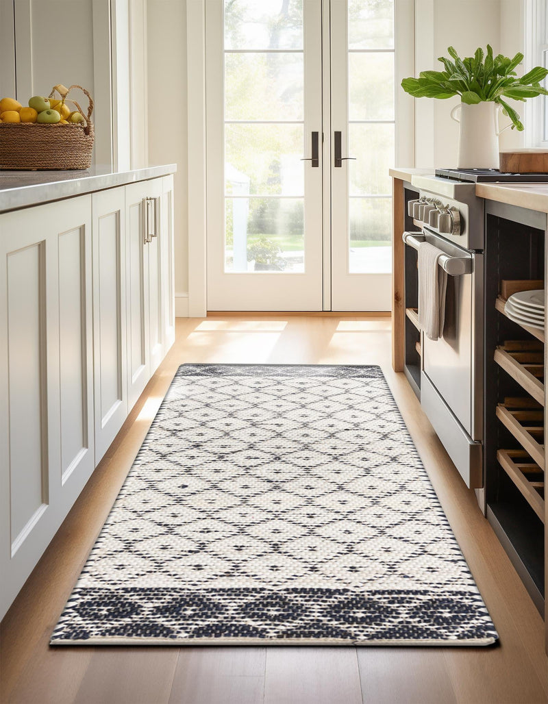 Moroccan Lattice Woven Collection Area Rug - Shoreline Runner Ivory  lifestyle 98