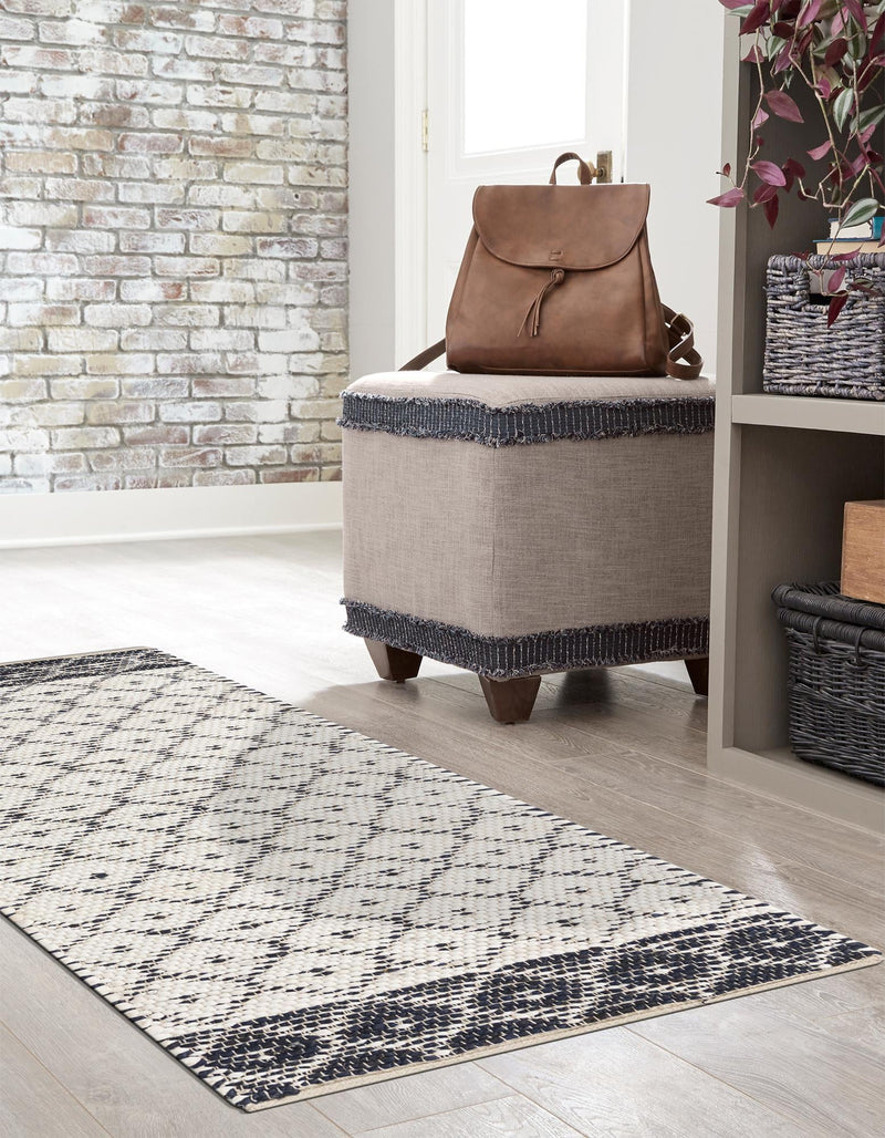 Moroccan Lattice Woven Collection Area Rug - Shoreline Runner Ivory  lifestyle 102